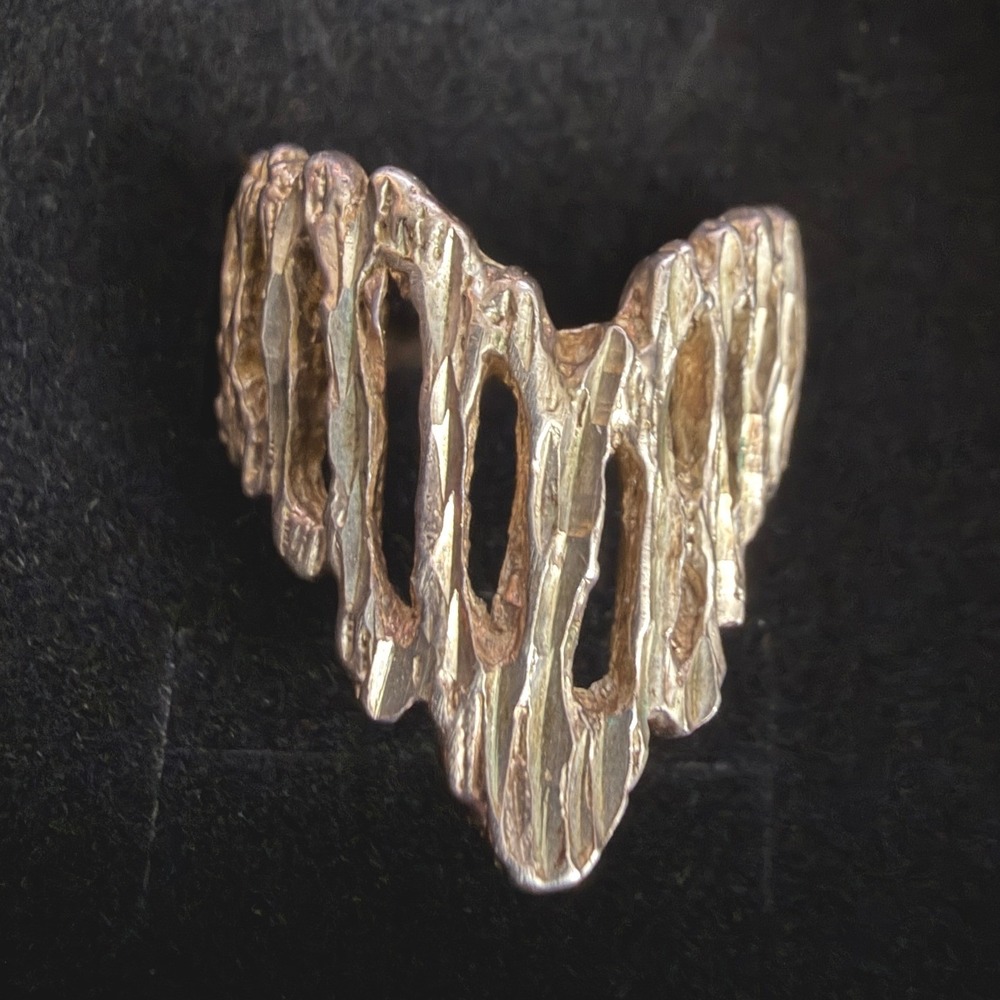 Vintage Sterling Silver Ring Brutalist Modernist 925